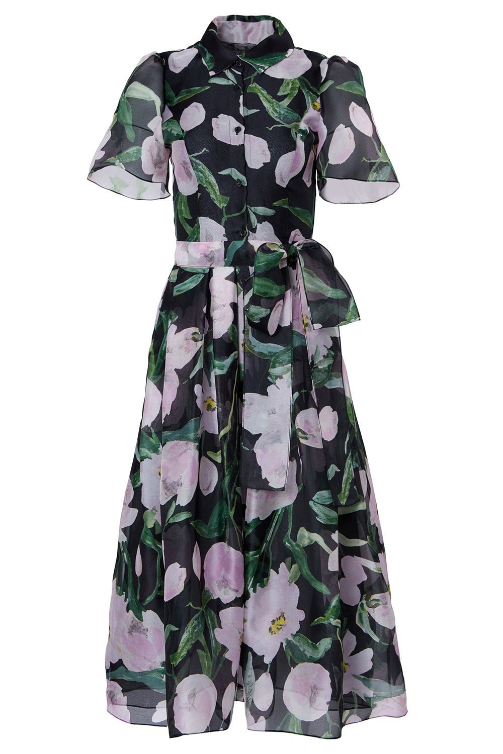 CAROLINA HERRERA-Button Down Collared Midi Dress-