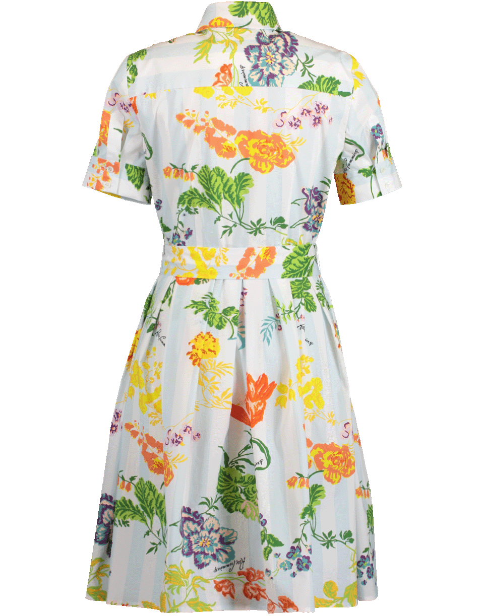 CAROLINA HERRERA-Floral Print Belted Shirt Dress-