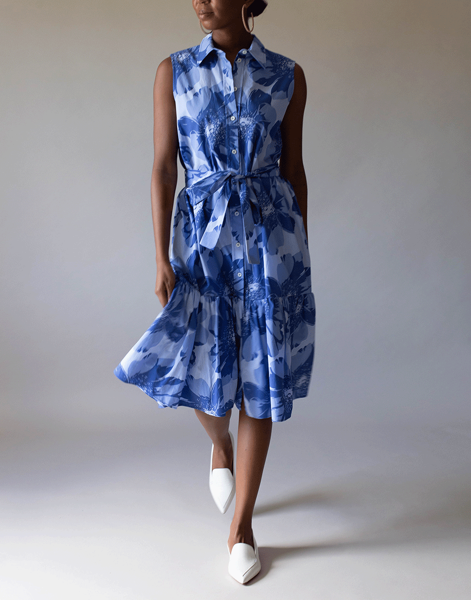CAROLINA HERRERA-Floral Print Ruffle Shirt Dress-