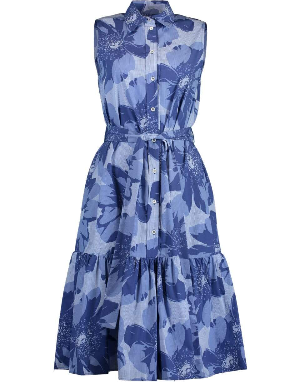CAROLINA HERRERA-Floral Print Ruffle Shirt Dress-