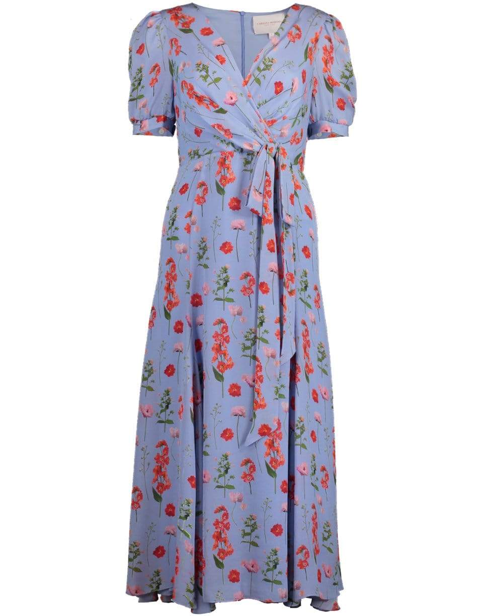 CAROLINA HERRERA-Short Sleeve V-Neck Wrap Dress-