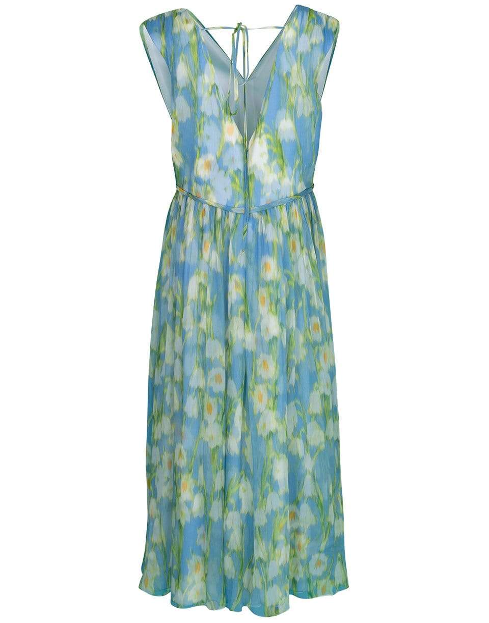 CAROLINA HERRERA-Floral Print V-Neck Midi Dress-