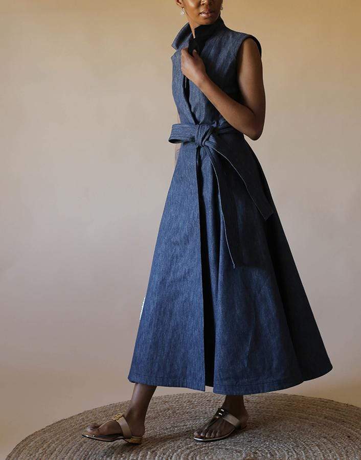 CAROLINA HERRERA-Sleeveless Denim Coat Dress-