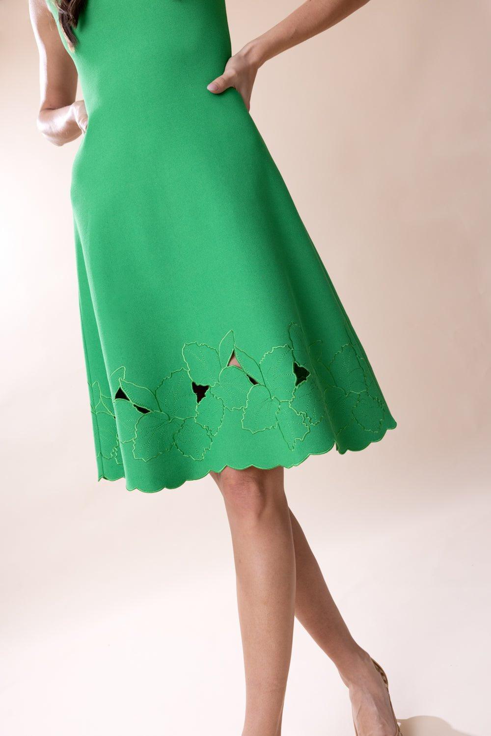 CAROLINA HERRERA-Boat Neck Flare Dress-