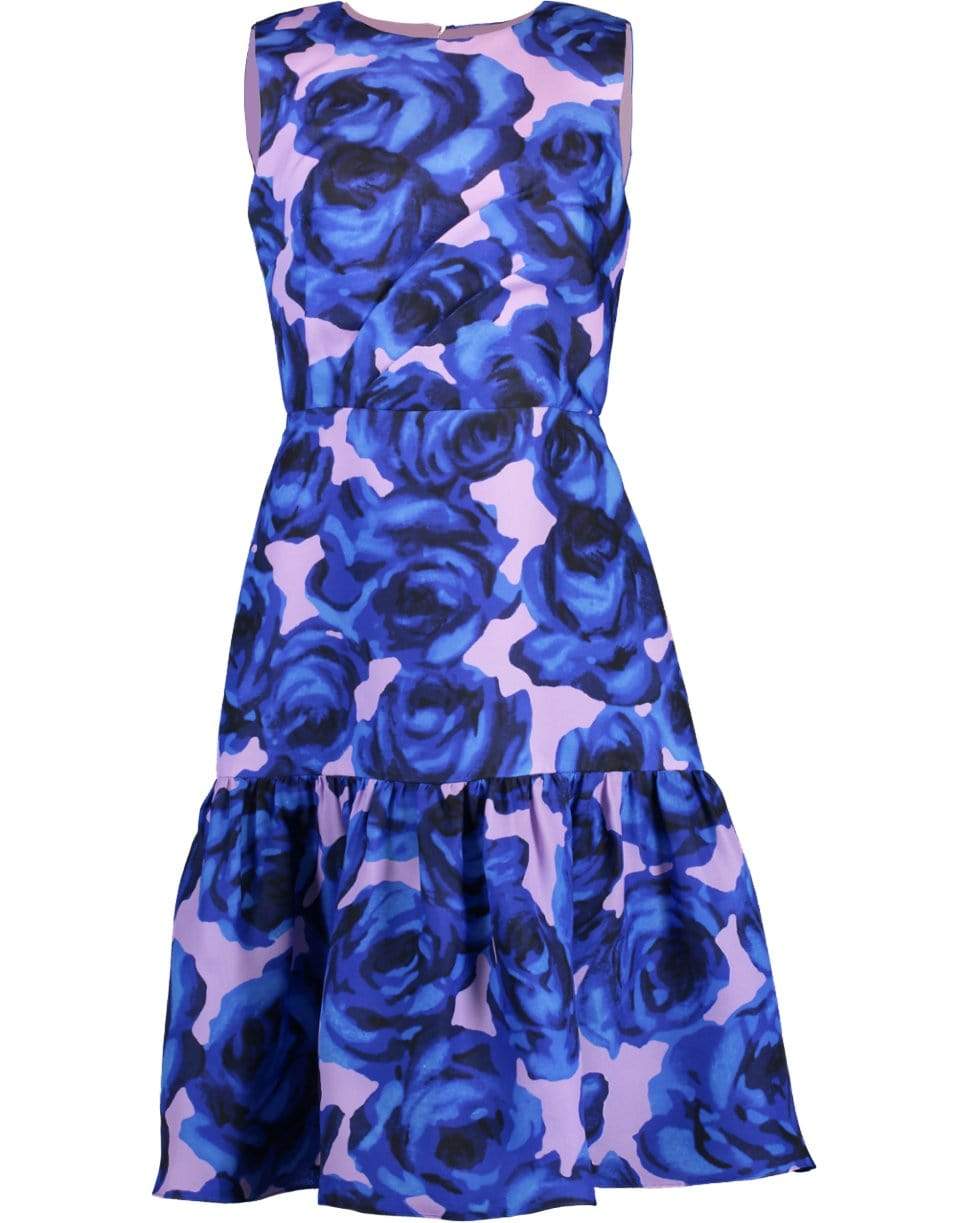 CAROLINA HERRERA-Sleeveless Floral Print Dress with Bow-