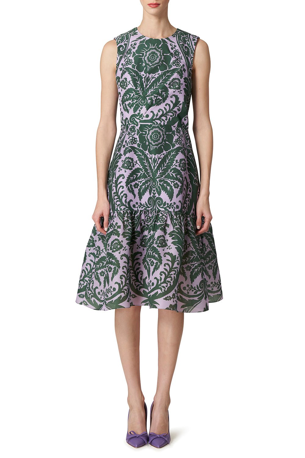 CAROLINA HERRERA-Sleeveless Ruffled Hem Midi Dress-