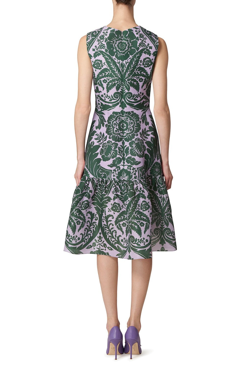 CAROLINA HERRERA-Sleeveless Ruffled Hem Midi Dress-