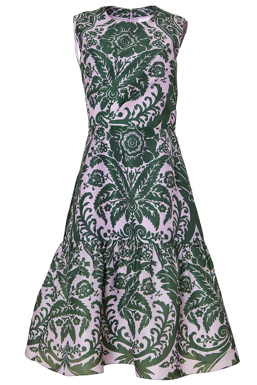 CAROLINA HERRERA-Sleeveless Ruffled Hem Midi Dress-