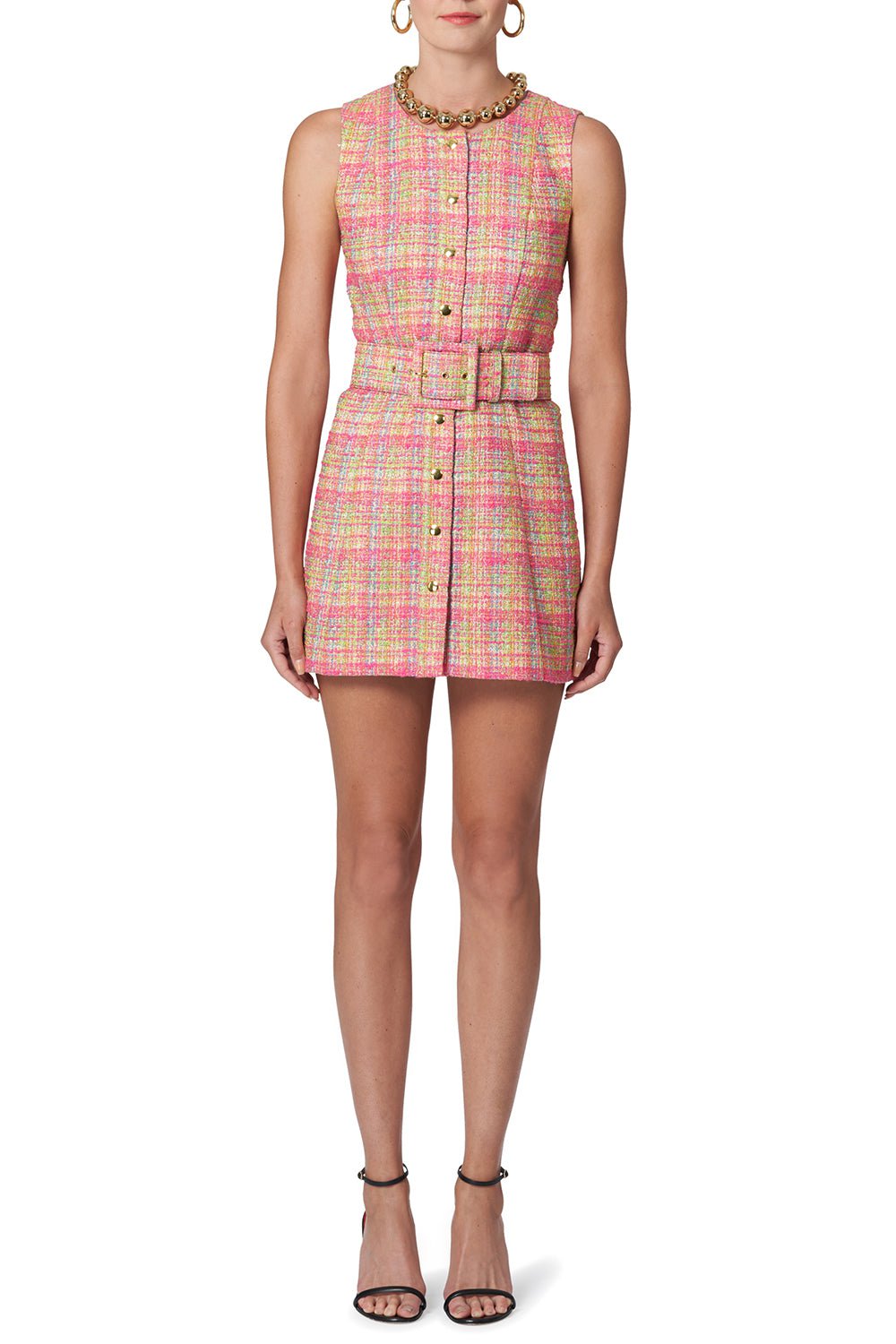 CAROLINA HERRERA-Sleeveless Button Front Mini Dress-