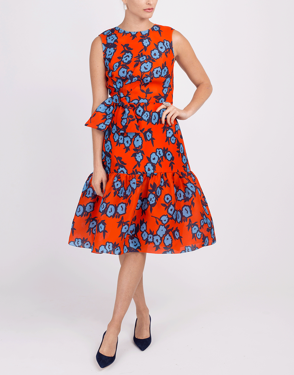 CAROLINA HERRERA-Gathered Bow Silk Dress-