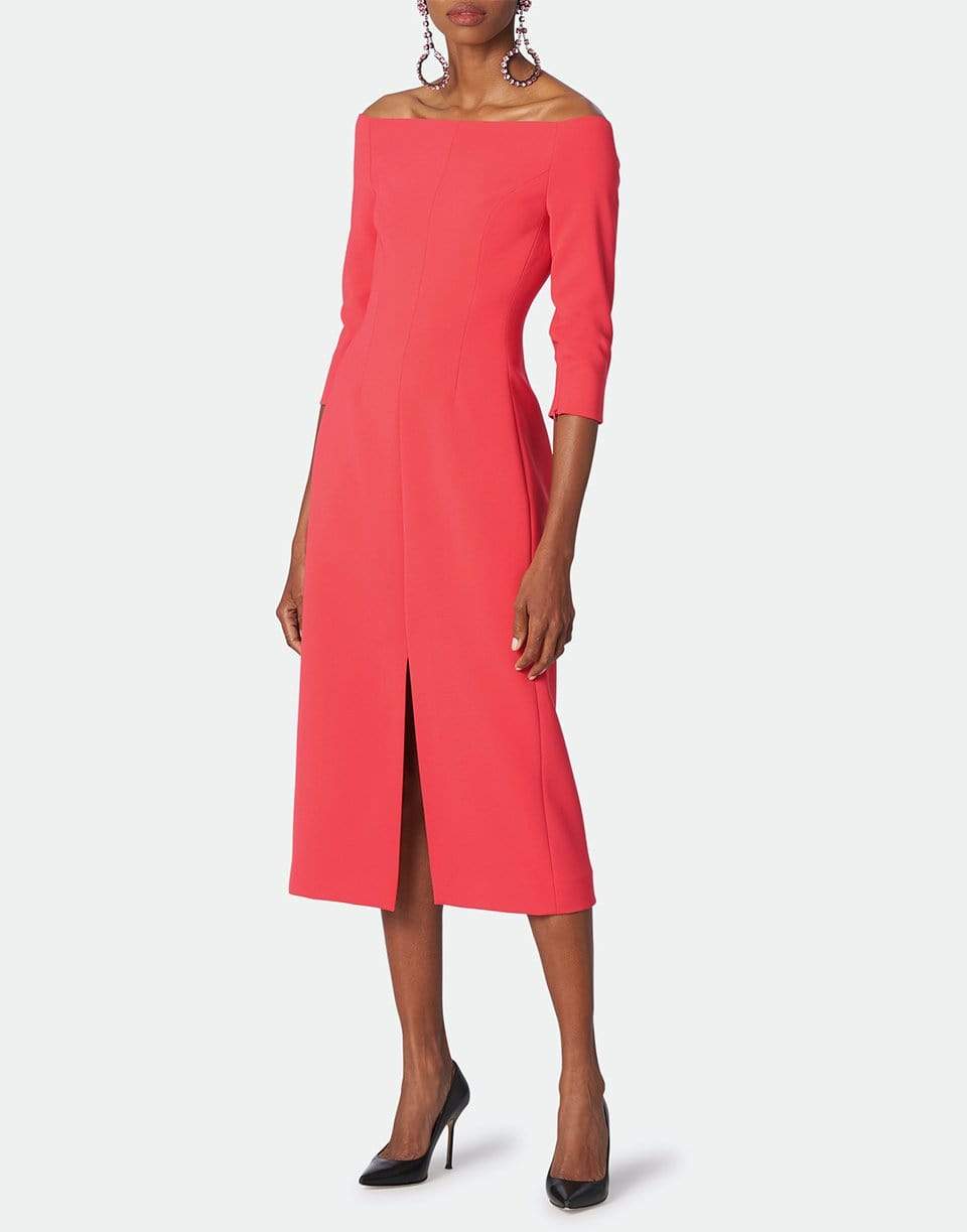 CAROLINA HERRERA-Off Shoulder Dress with Front Slit-