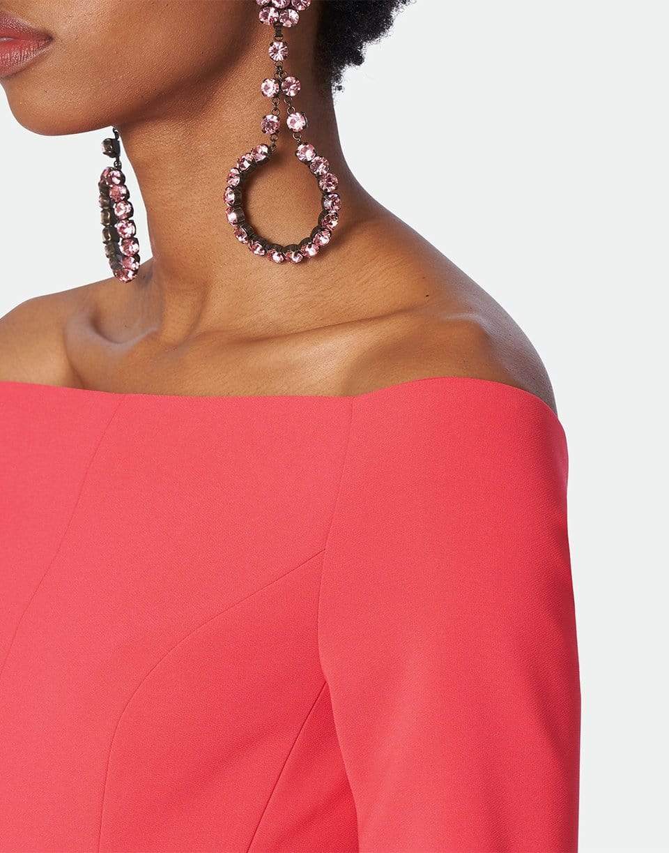 CAROLINA HERRERA-Off Shoulder Dress with Front Slit-