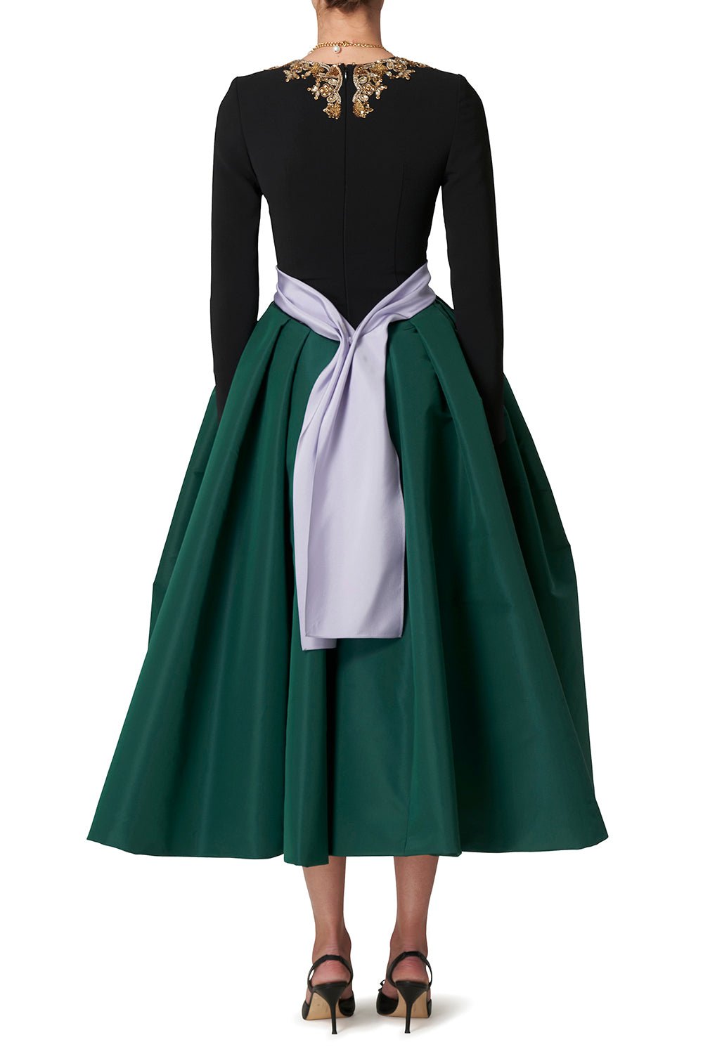 CAROLINA HERRERA-Embellished Button Front Midi Dress-