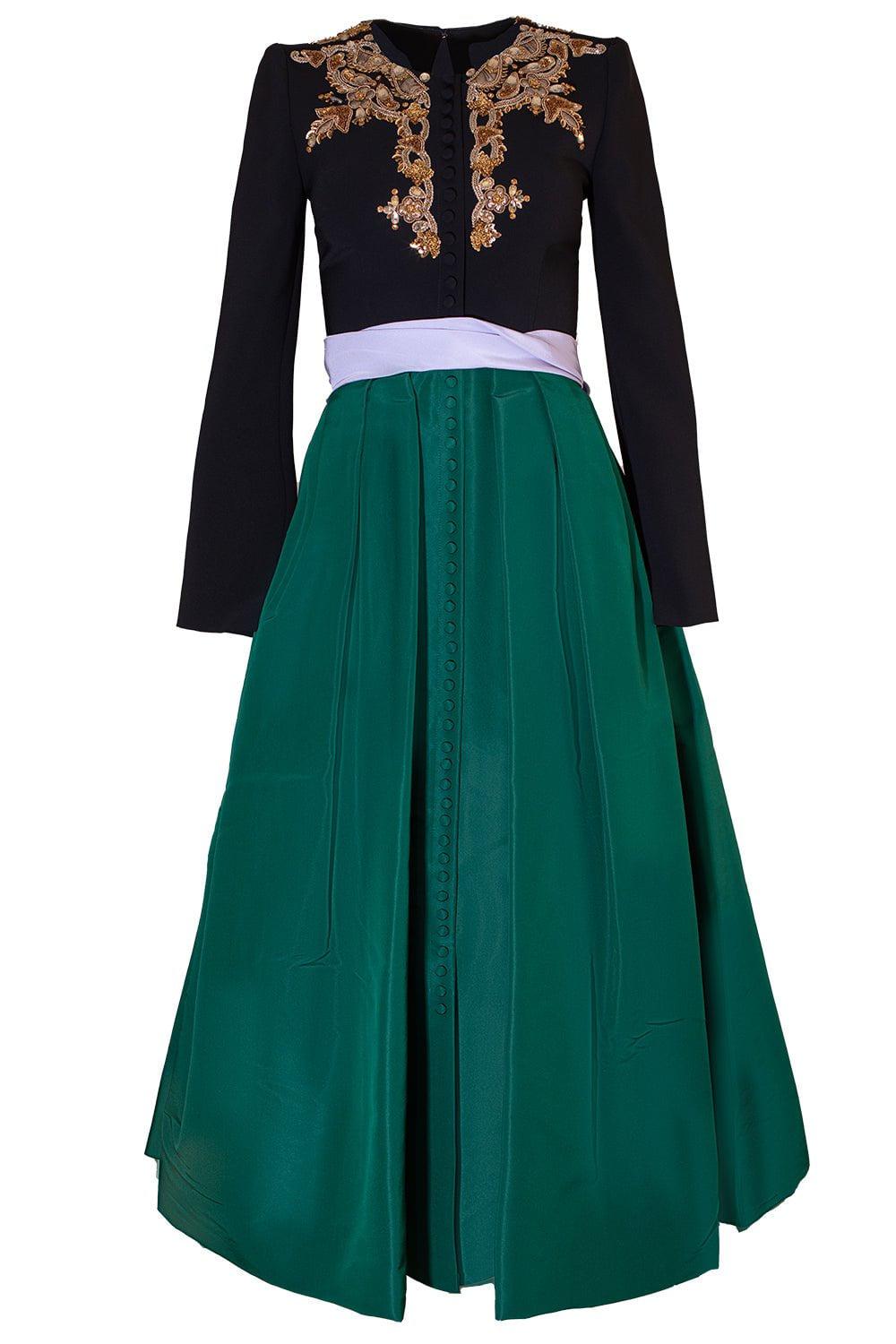 CAROLINA HERRERA-Embellished Button Front Midi Dress-