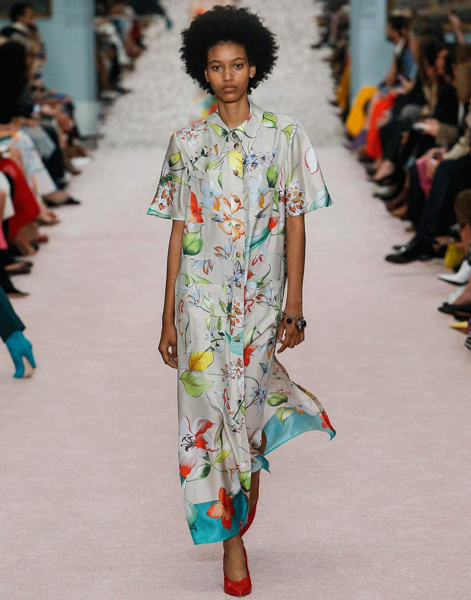 CAROLINA HERRERA-Floral Belted Shirt Dress-