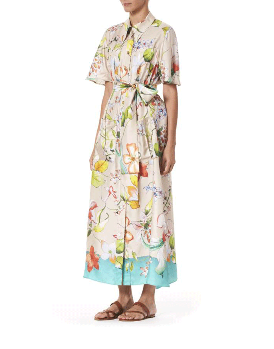 CAROLINA HERRERA-Floral Belted Shirt Dress-