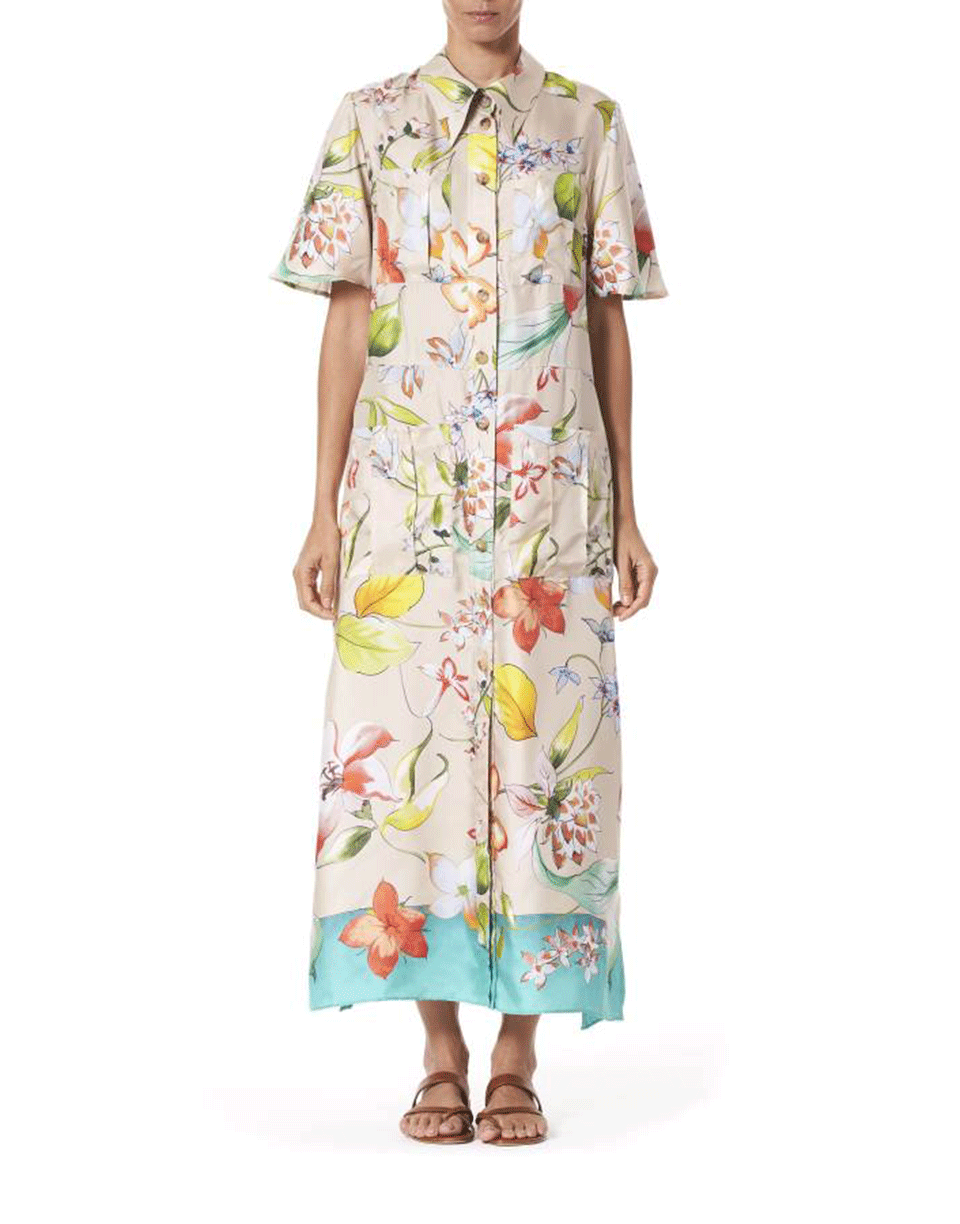 CAROLINA HERRERA-Floral Belted Shirt Dress-