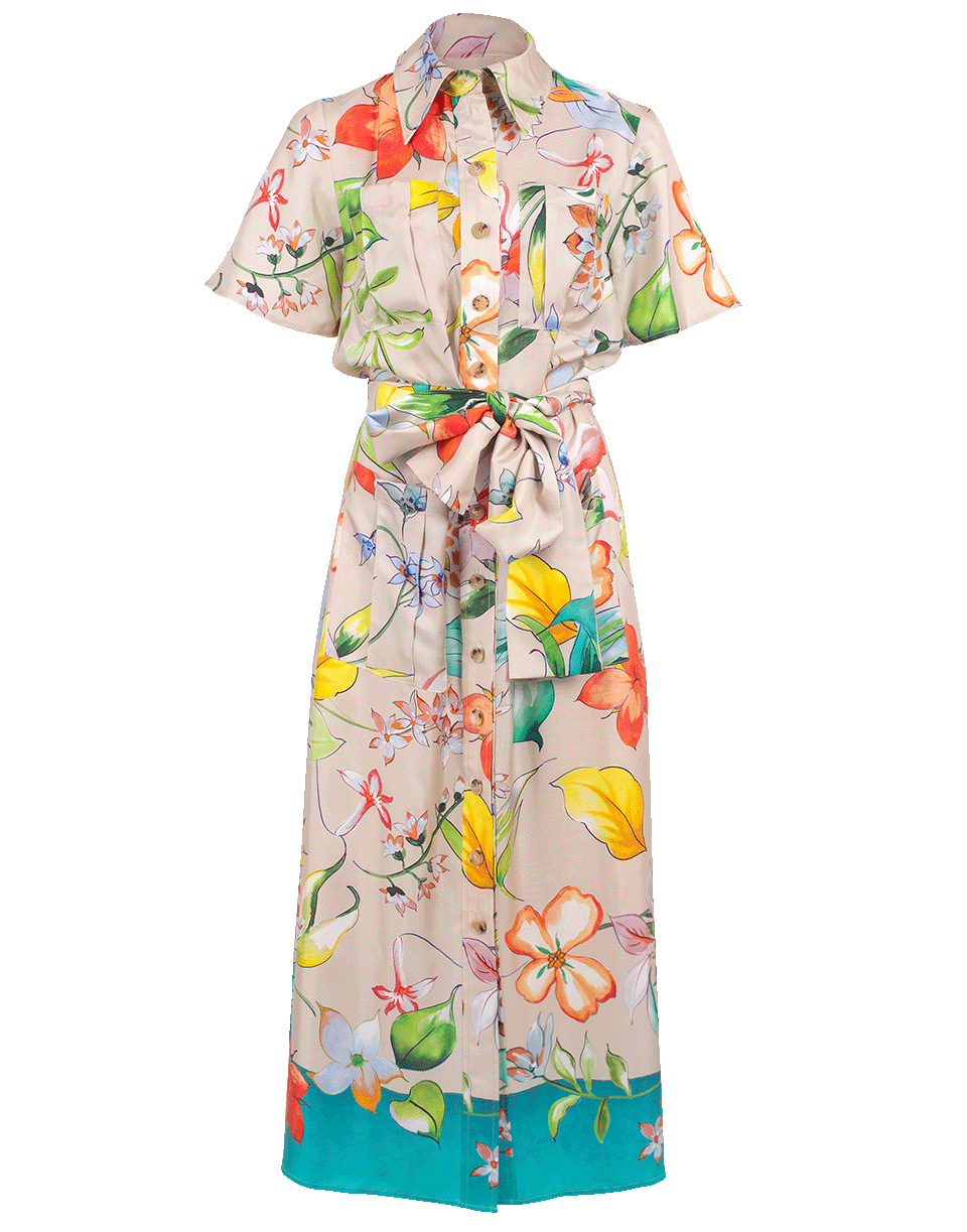 CAROLINA HERRERA-Floral Belted Shirt Dress-