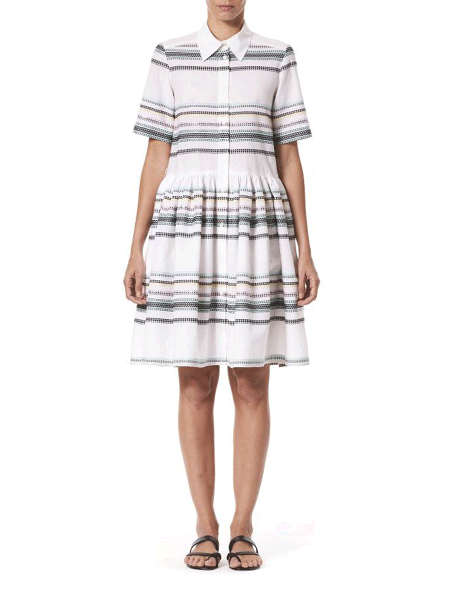 CAROLINA HERRERA-Collared Self Belt Dress-