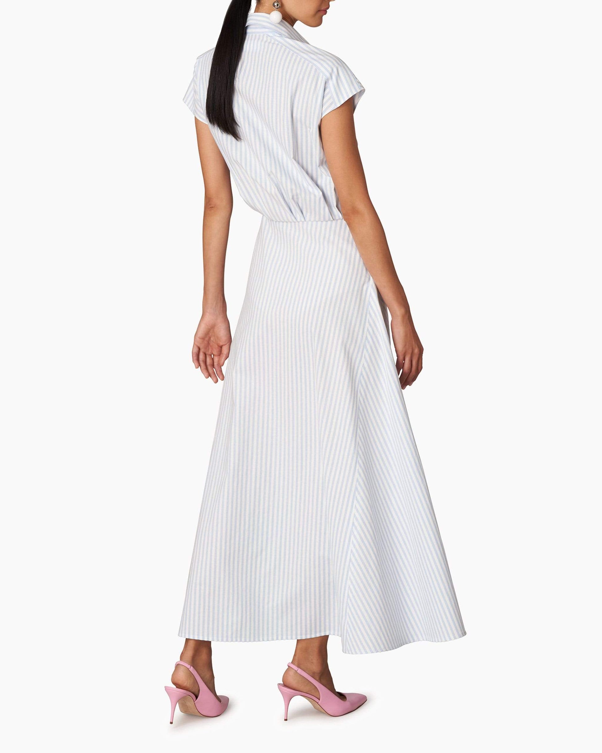 CAROLINA HERRERA-Striped Shirting Side Knot Dress-