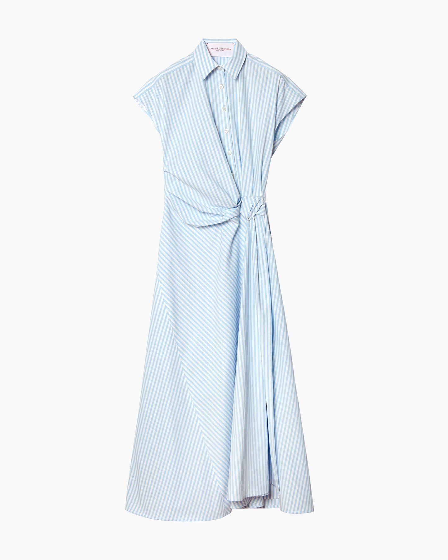 CAROLINA HERRERA-Striped Shirting Side Knot Dress-
