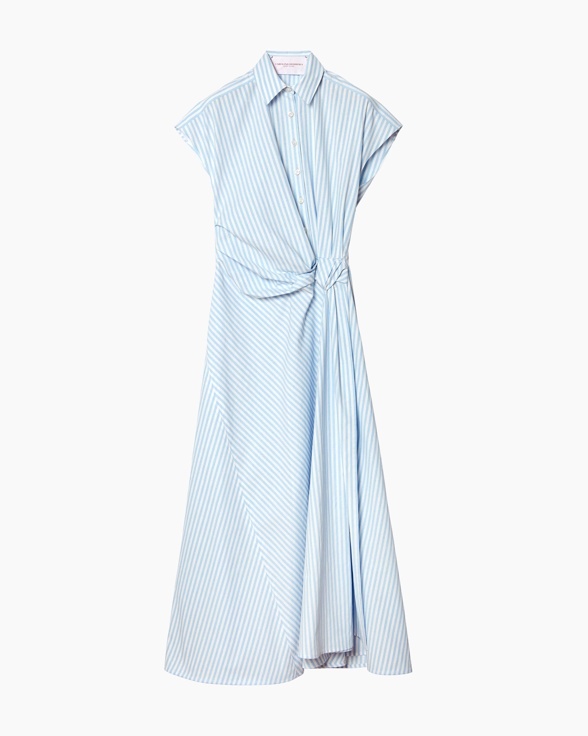 CAROLINA HERRERA-Striped Shirting Side Knot Dress-