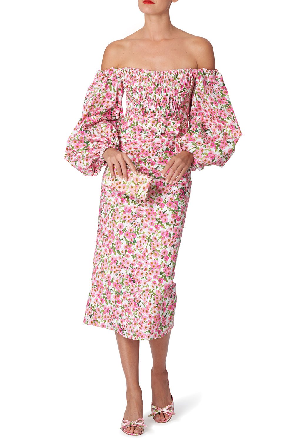 CAROLINA HERRERA-Balloon Sleeve Midi Dress-