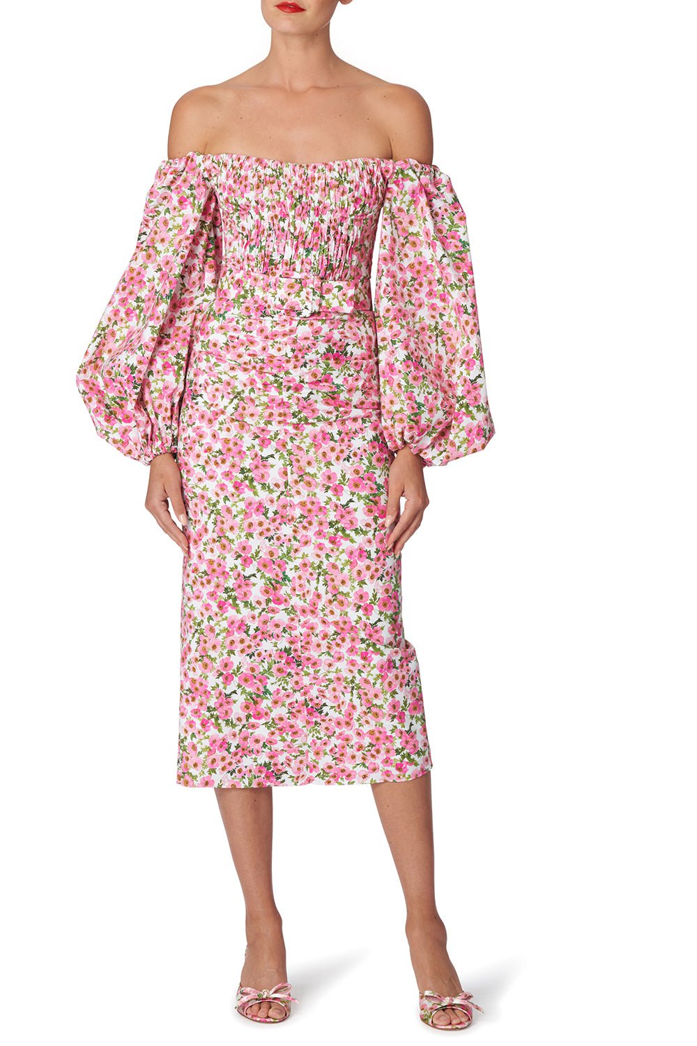 CAROLINA HERRERA-Balloon Sleeve Midi Dress-
