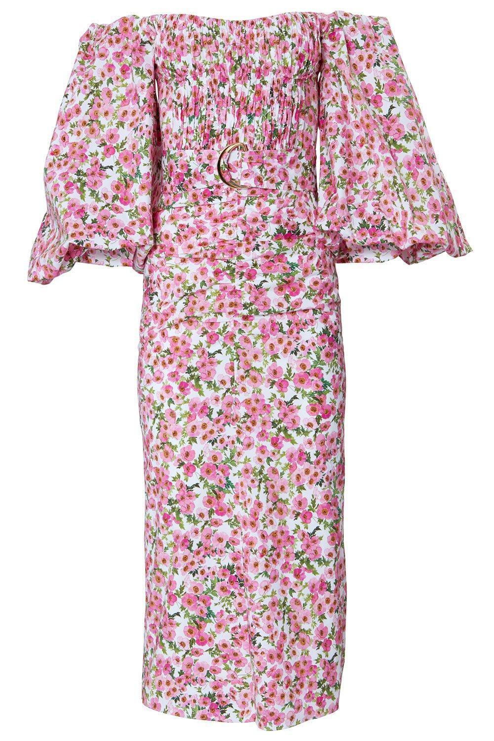 CAROLINA HERRERA-Balloon Sleeve Midi Dress-