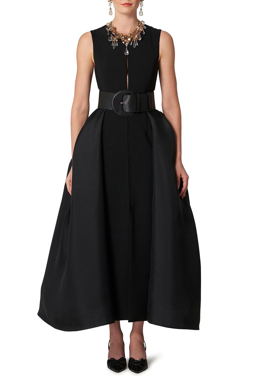 CAROLINA HERRERA-Sleeveless Overskirt Column Dress-BLACK