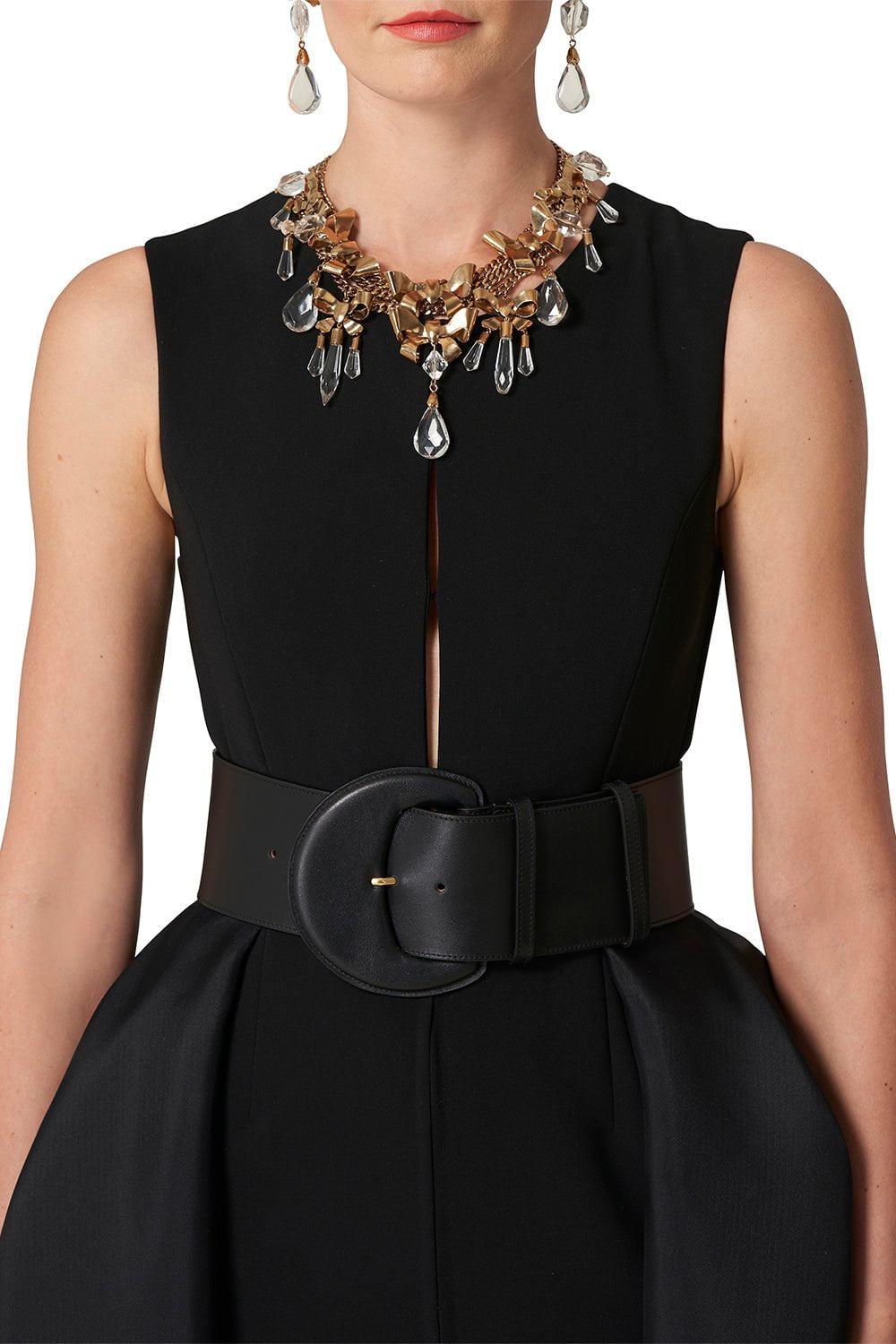 CAROLINA HERRERA-Sleeveless Overskirt Column Dress-BLACK