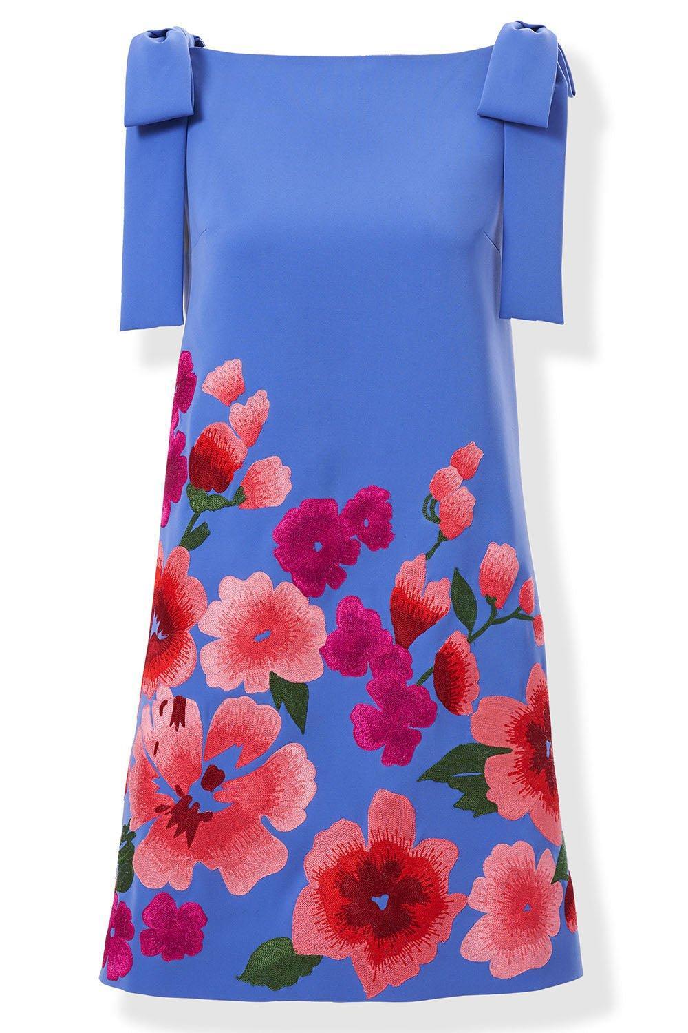 CAROLINA HERRERA-Embroidered Floral Shift Dress-