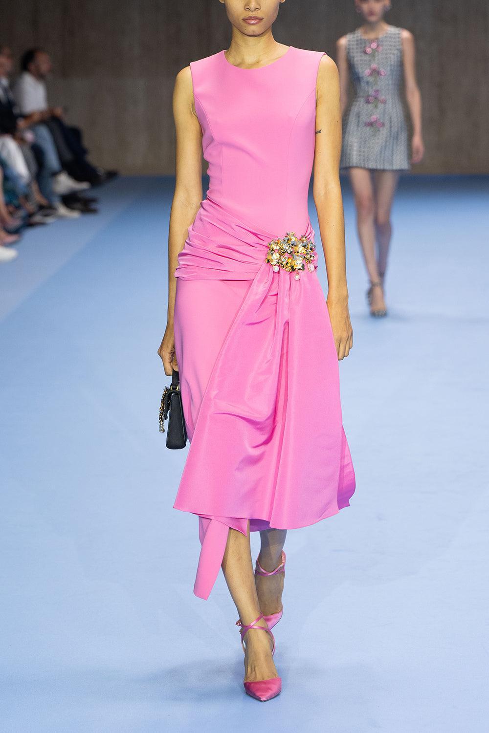 Sleeveless Column Dress-HAPPYPNK-4-CLOTHINGDRESSCOCKTAIL-CAROLINA HERRERA