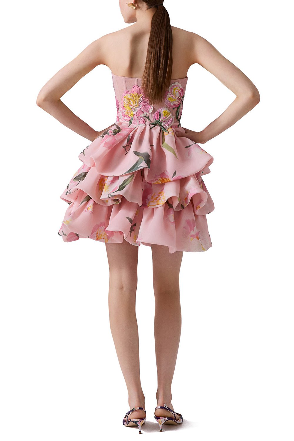 CAROLINA HERRERA-Strapless Ruffled Mini Dress-SLPPRPNK