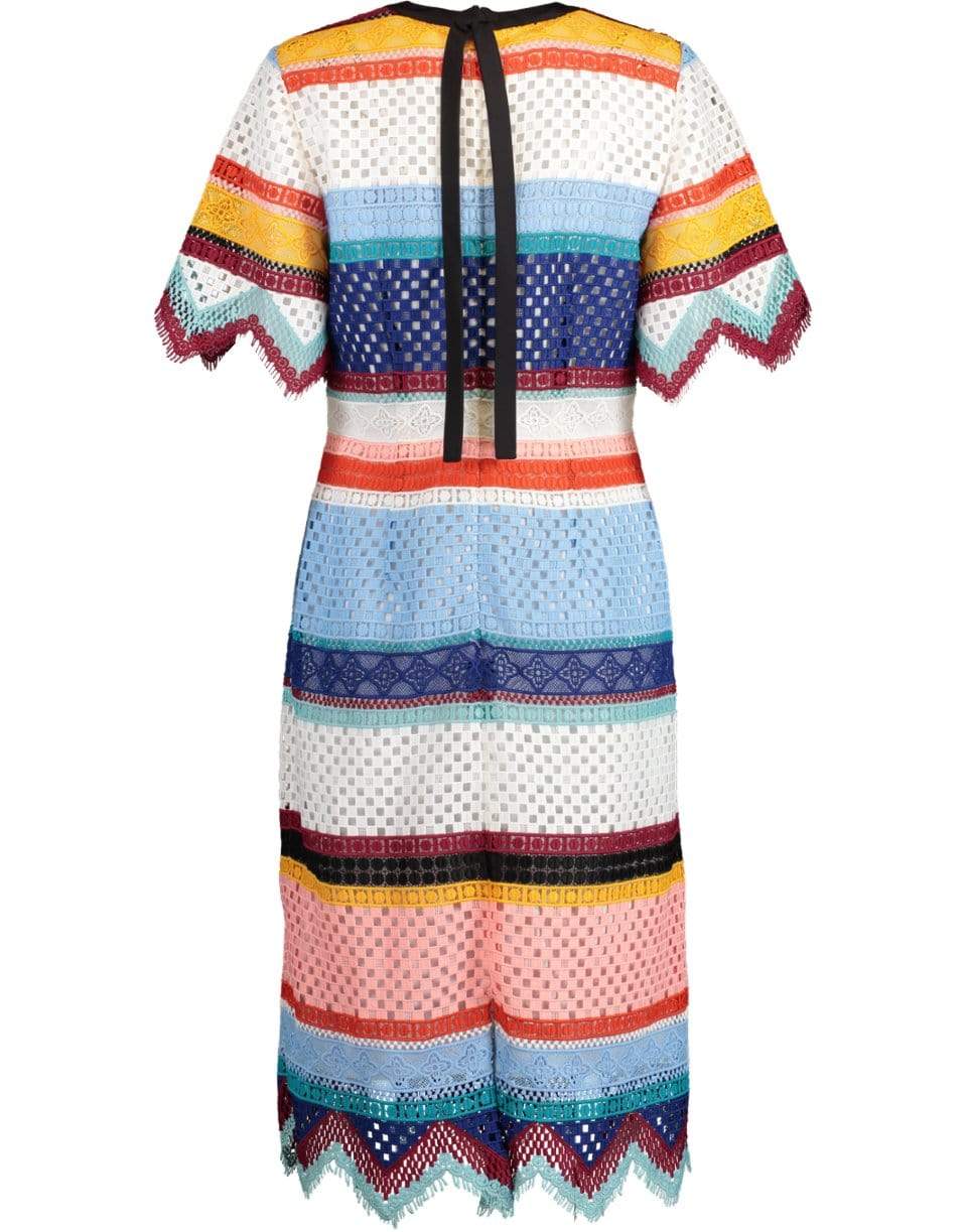 CAROLINA HERRERA-Color-Blocked Guipure Lace Dress-MULTI