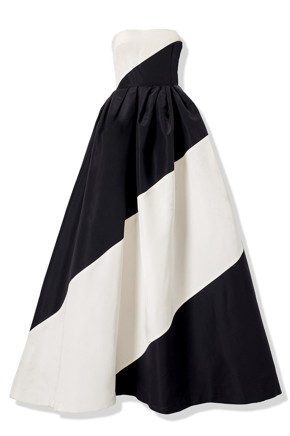 CAROLINA HERRERA-Strapless Colorblock Ball Gown-BLK/WHT