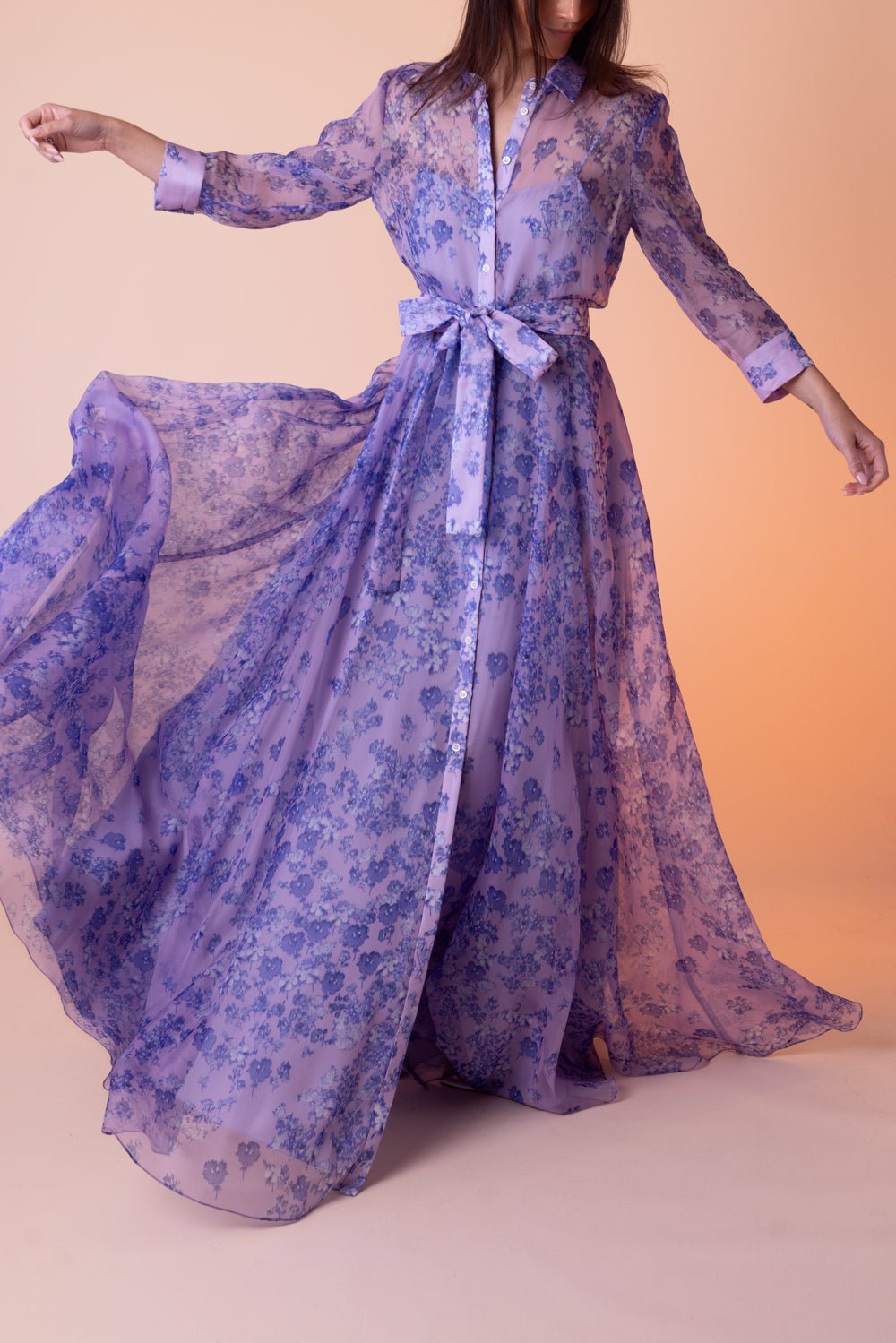 CAROLINA HERRERA-Three Quarter Sleeve Trench Gown-LILAC