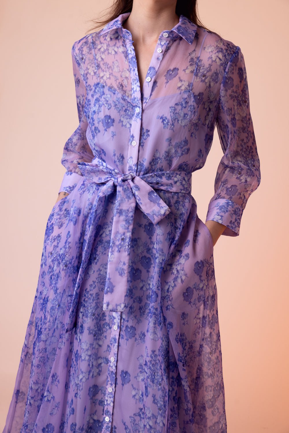 CAROLINA HERRERA-Three Quarter Sleeve Trench Gown-LILAC