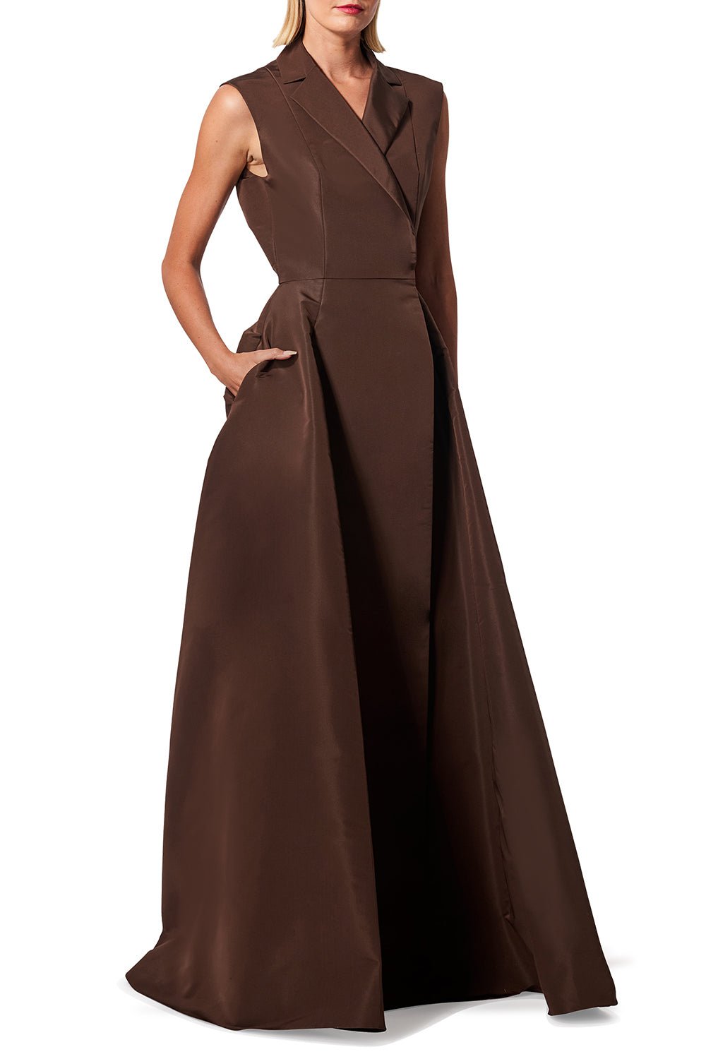CAROLINA HERRERA-Sleeveless Trench Gown - Mocha-MOCHA
