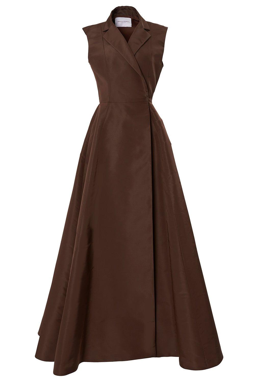 CAROLINA HERRERA-Sleeveless Trench Gown - Mocha-MOCHA