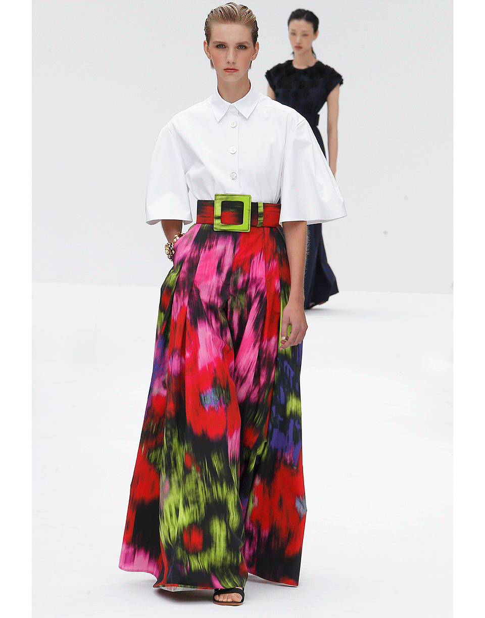 CAROLINA HERRERA-Superbloom Floral Wide Leg Pleated Palazzo Pant-