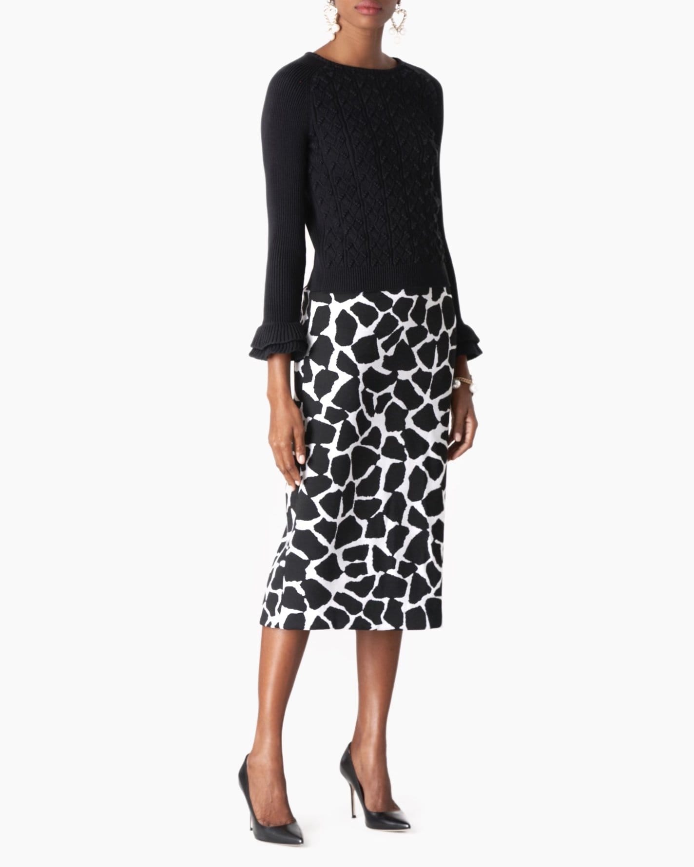CAROLINA HERRERA-Giraffe Jacquard Pencil Skirt-