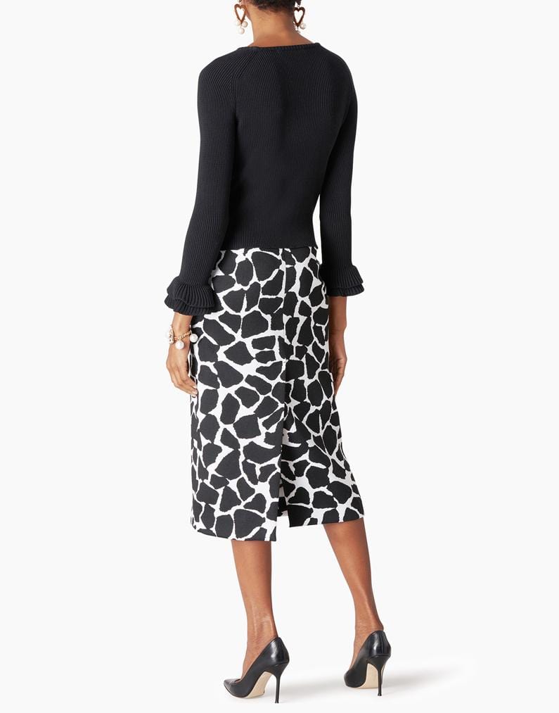 CAROLINA HERRERA-Giraffe Jacquard Pencil Skirt-