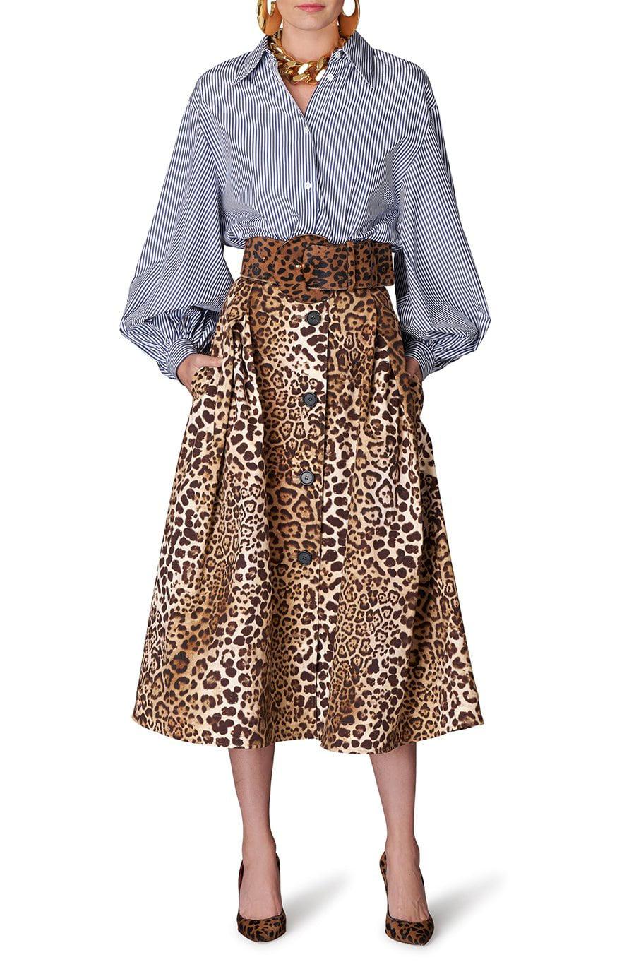 CAROLINA HERRERA-A-Line Button Front Midi Skirt-