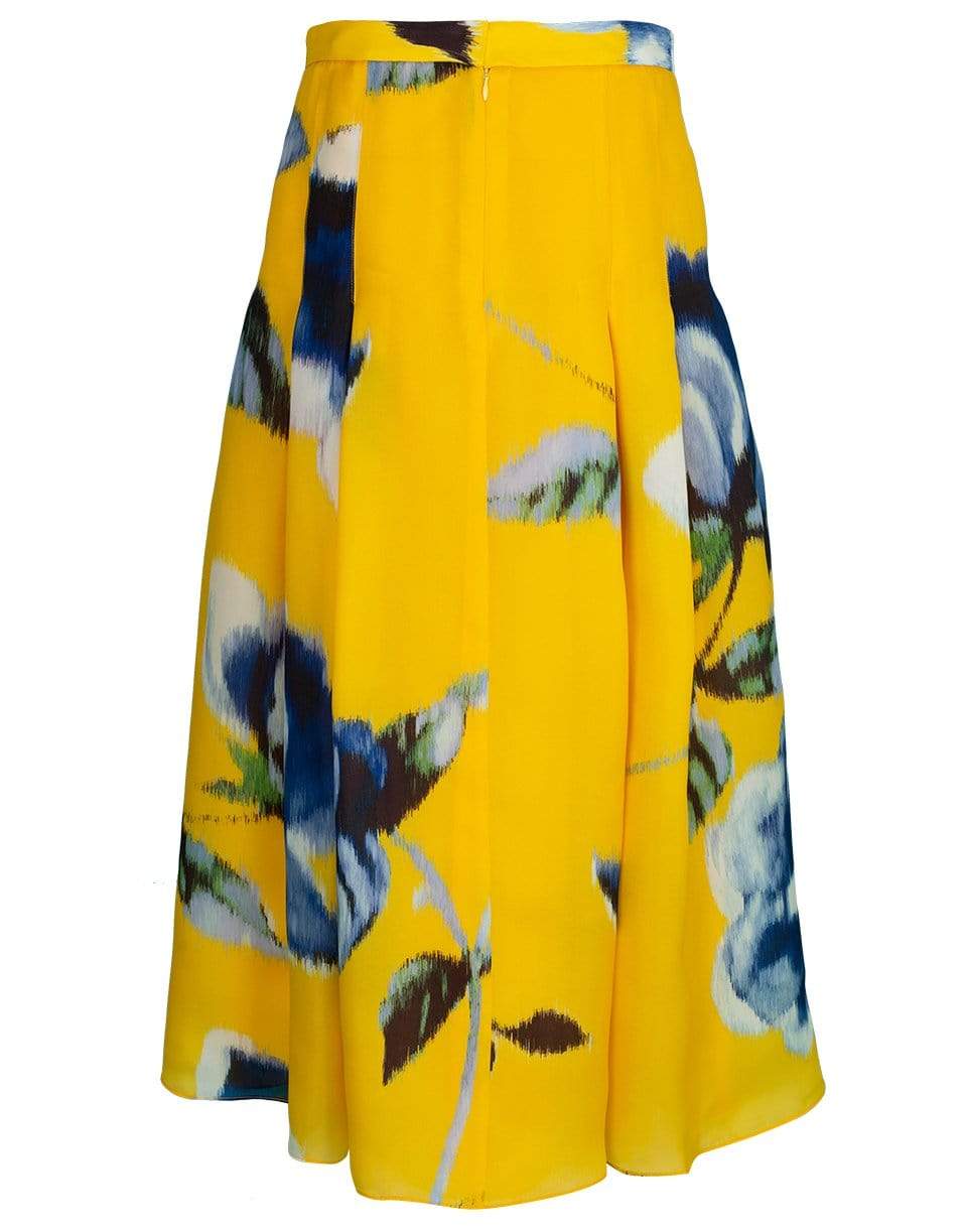 CAROLINA HERRERA-Floral Print A-Line Box Pleat Skirt-