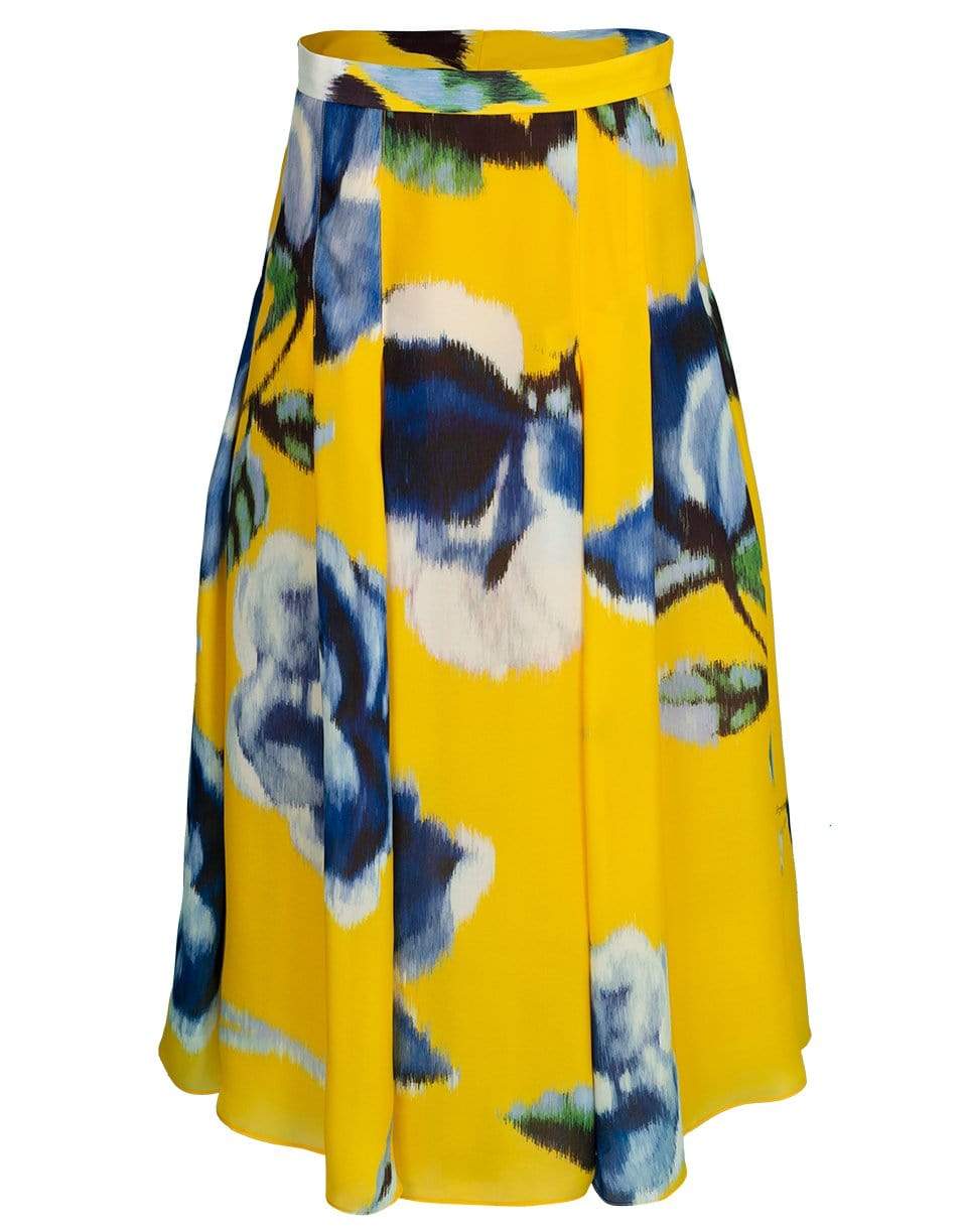 CAROLINA HERRERA-Floral Print A-Line Box Pleat Skirt-