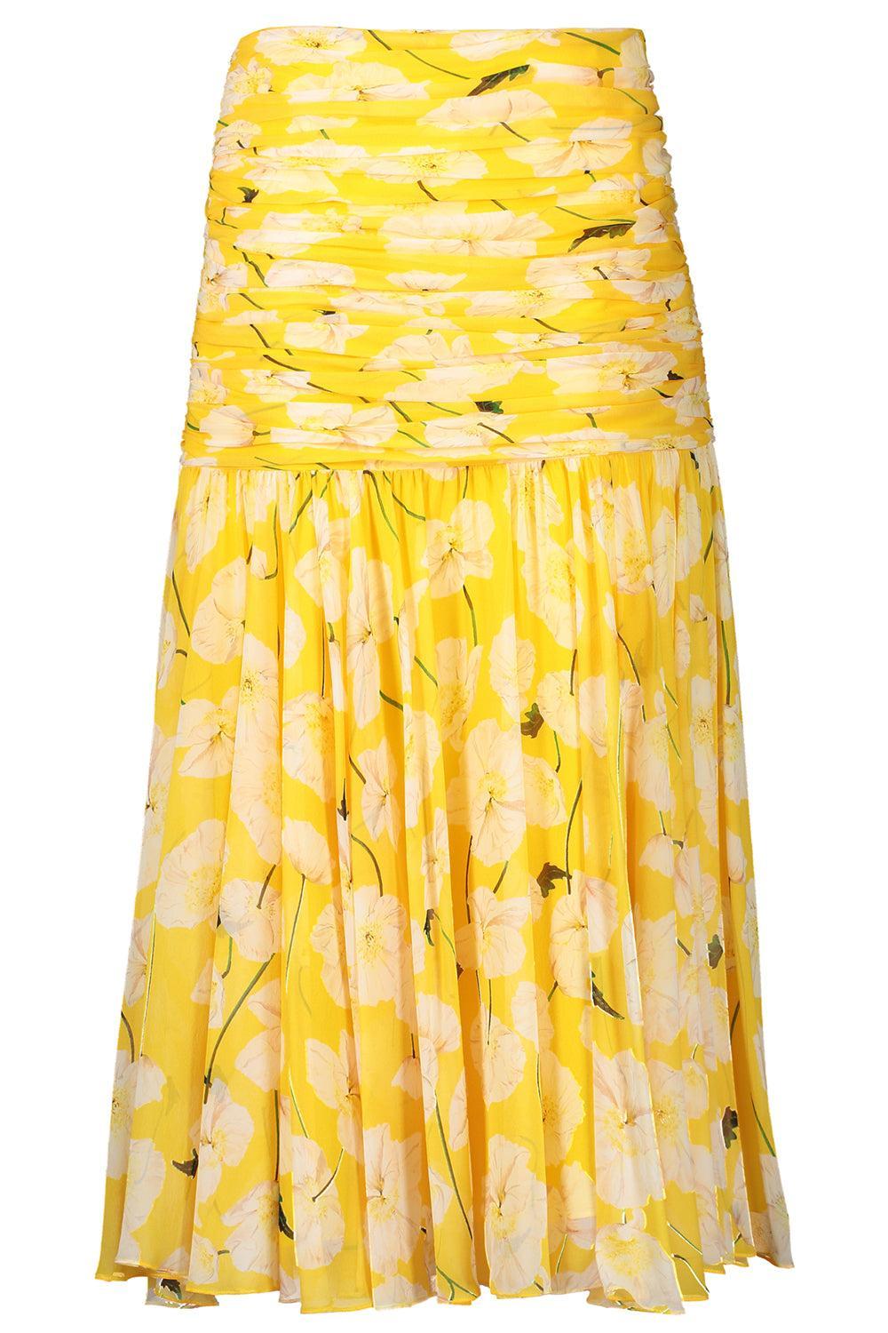 Gathered Midi Skirt-WHTMULTI-2-CLOTHINGSKIRTMIDI-CAROLINA HERRERA