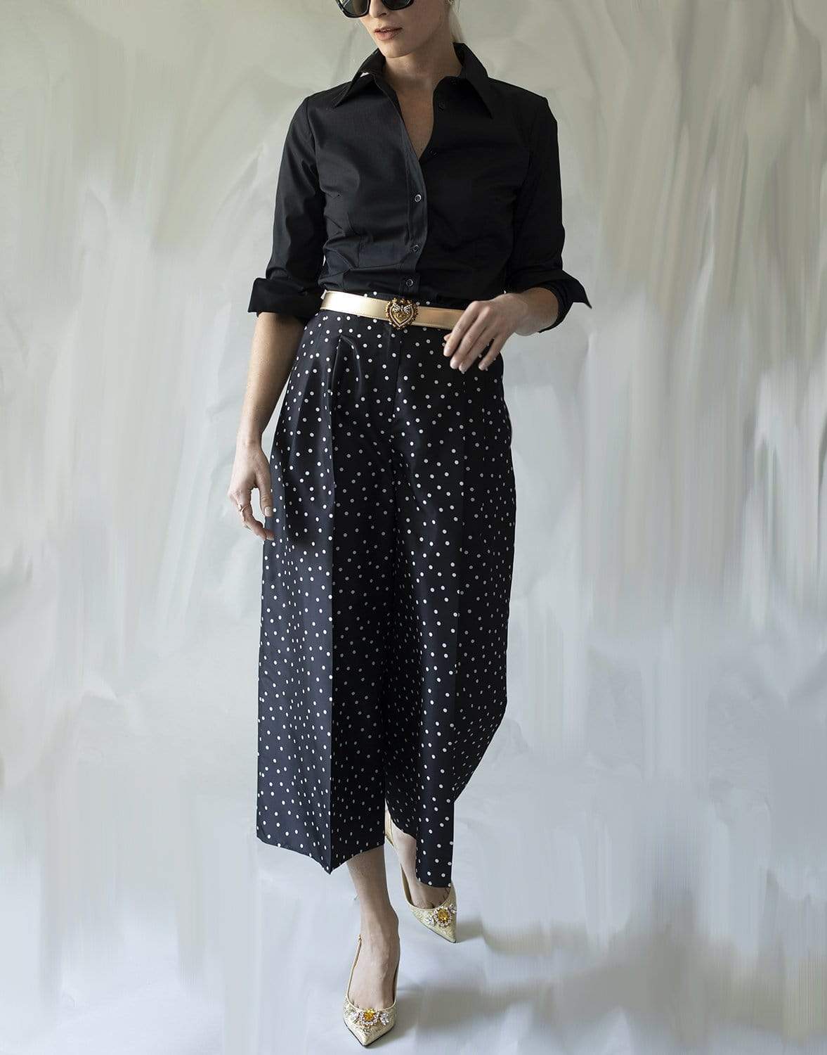 CAROLINA HERRERA-Black Long Sleeve Button Down Shirt-