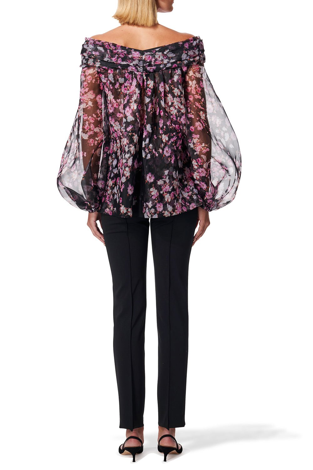 CAROLINA HERRERA-Long Sleeve Flower Top-