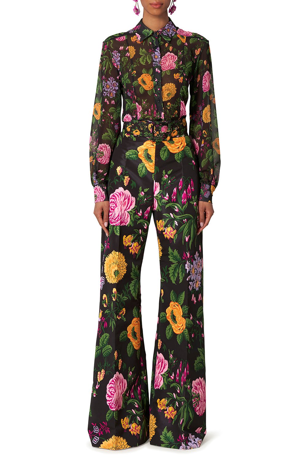 CAROLINA HERRERA-Long Sleeve Floral Shirt-